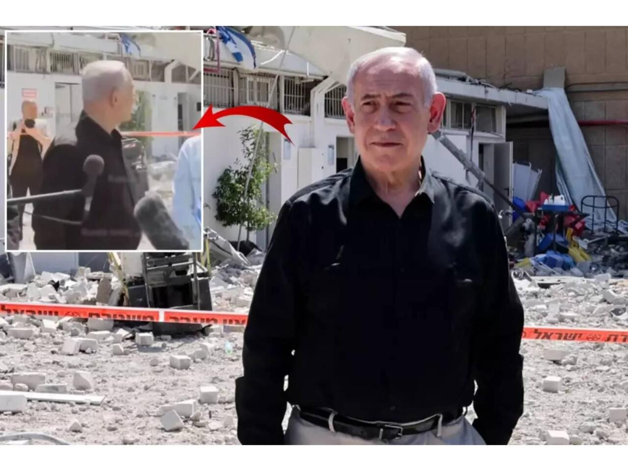 Netanyahu canlı yayımda danışarkən İranın vurduğu bina çökdü – VİDEO 