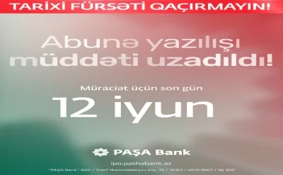 PAŞA Bank İlkin Kütləvi Təklif (IPO) çərçivəsində səhmlərinin abunə yazılışının müddətini uzatdı