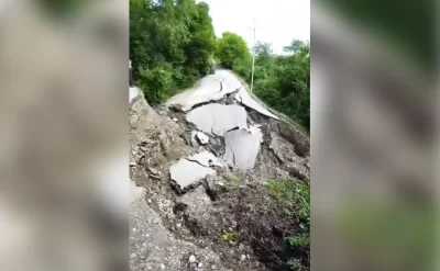 Qubada sürüşən yolda vəziyyət daha da pisləşdi – VİDEO