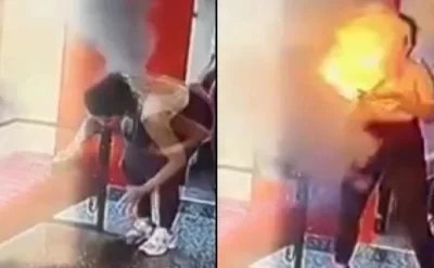Çantasındakı “powerbank” partladı, xəsarət aldı - Video