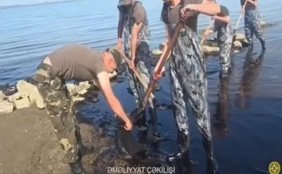 Dübəndidə dəniz sahilində aşkarlanan neft qalıqları ərazidən kənarlaşdırıldı – VİDEO