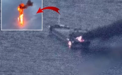 Dron hücumu yük gəmisini alova bürüdü: