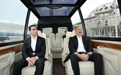 Prezidentlər Şuşa məscidində tikinti işləri ilə tanış oldular – FOTOLAR