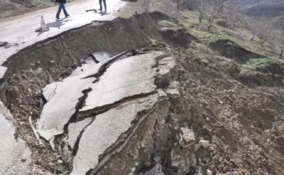 Şamaxıda torpaq sürüşməsi: