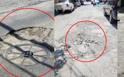 Bakının mərkəzindəki yol yararsız hala düşdü