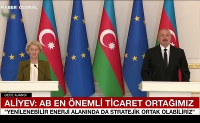 "Haber Global" İlham Əliyevlə Ursula Fon der Lyayenin görüşü barədə süjet hazırlayıb