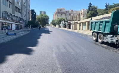 Yasamalda genişmiqyaslı asfaltlanma işləri aparılır