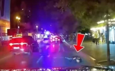Bakıda piyada maşının altına uzandı
