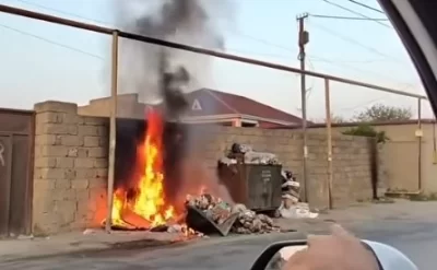 Bakıda qaz xəttinin altında yanğın