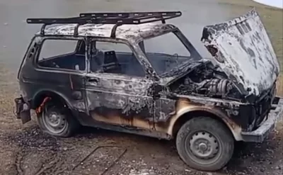 Şəmkirdə “Niva” yandı