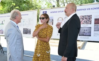 Prezident Möminə xatun türbəsində aparılan bərpa işləri ilə tanış oldu - FOTO