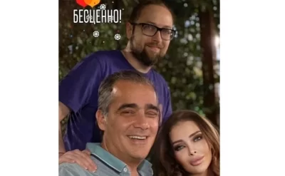 Rəşidə Behbudovun qızı həyat yoldaşı və oğlu ilə -