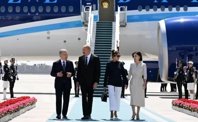 Azərbaycan və Özbəkistan prezidentləri ilə birinci xanımlar birgə foto çəkdiriblər