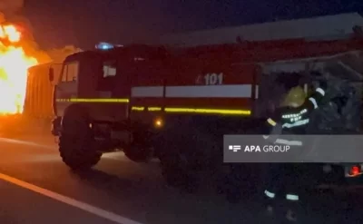 Ucarda yük avtomobili yanıb
