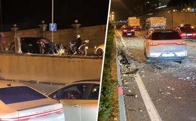 "Şamaxinka"da qorxunc qəza: Avtomobil yararsız hala düşdü, yaralılar var -