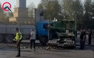 Yevlaxda yük maşınları toqquşdu: xəsarət alanlar var