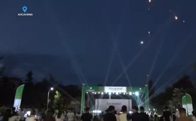 Xocavənd şəhərində atəşfəşanlıq - VİDEO