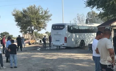 Xaçmazdan Bakı gələn avtobusda yanğın oldu - FOTO