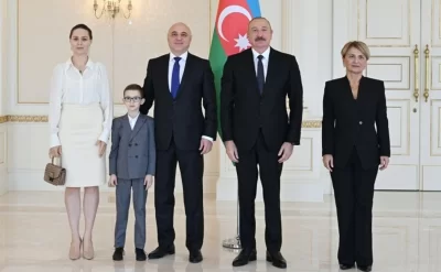 Yeni səfir ailəsi ilə Prezidentin qəbulunda -