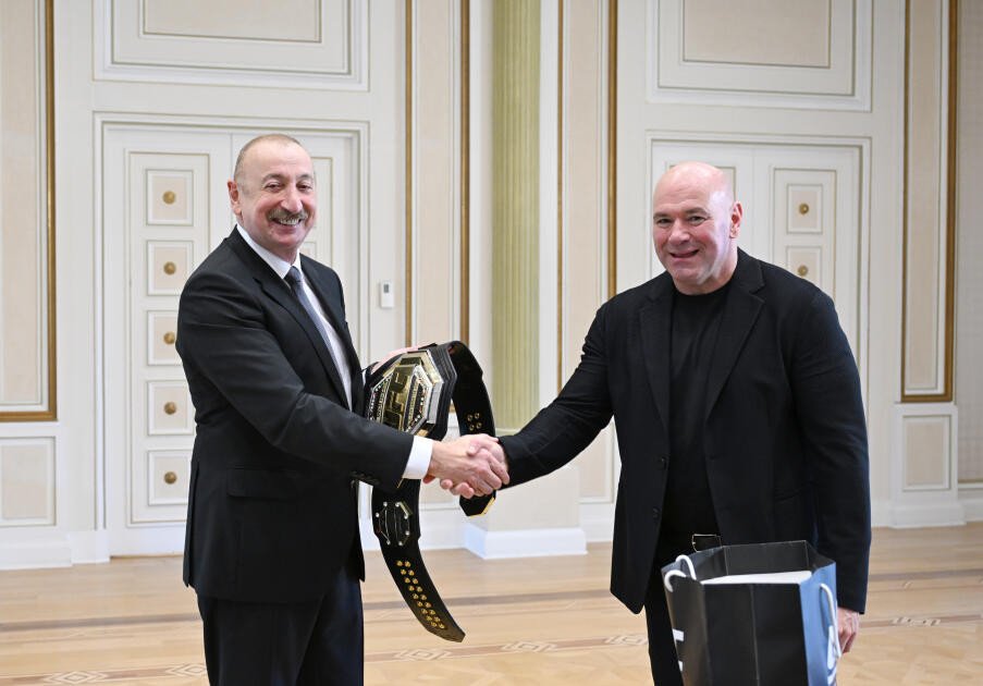 Prezident İlham Əliyev UFC-nin prezidentini qəbul edib – FOTO 